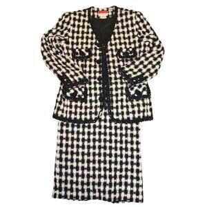 VNTG Oscar de la Renta Tweed Skirt Suit Set Size XL